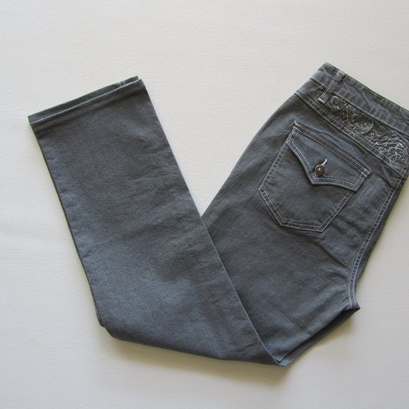 New Women’s COS Jeans Med Rise Gray Embroidered Flap Pockets Jeans size 10 - Picture 12 of 12